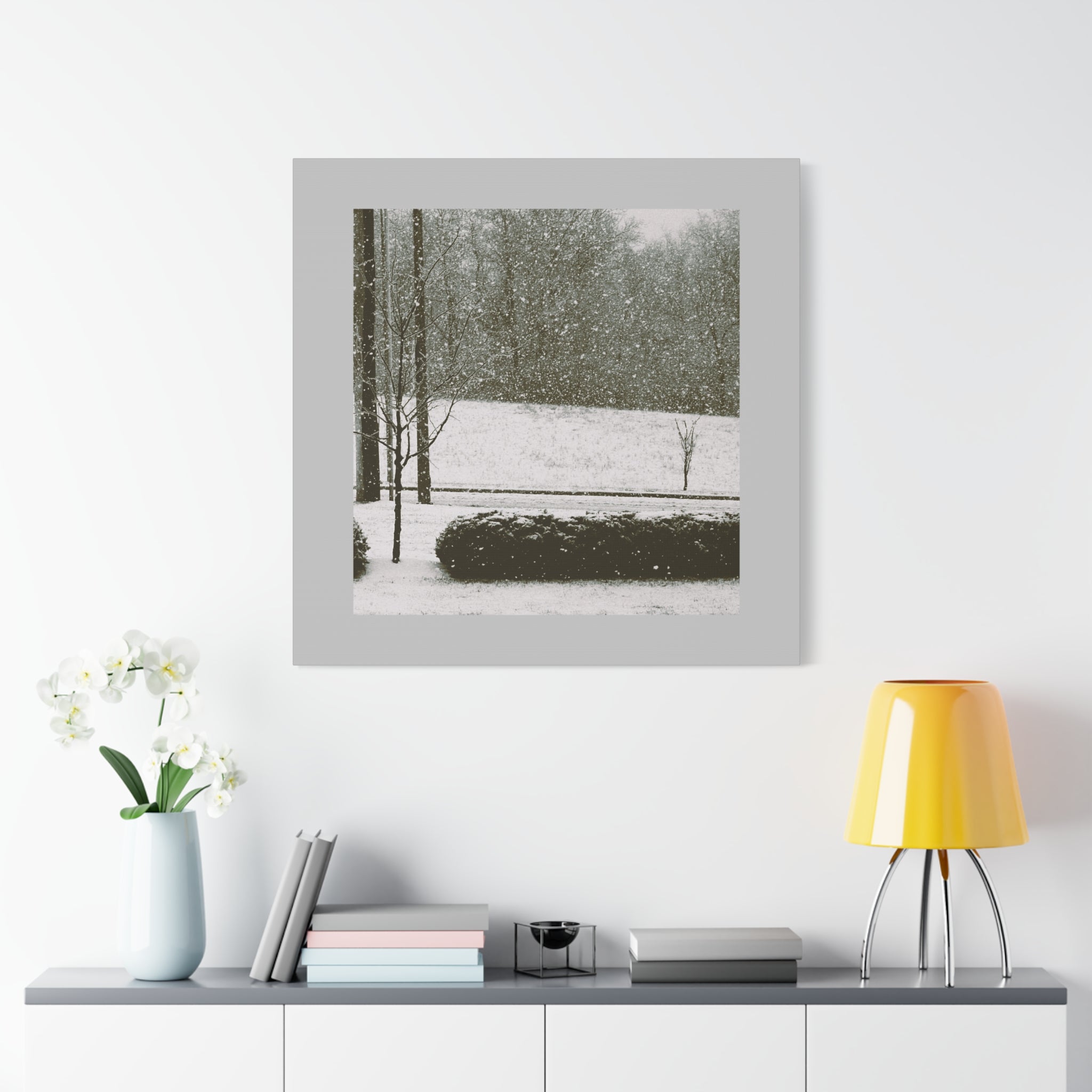 Snowing in The Park -  Landscape Matte Canvas (Stretched)