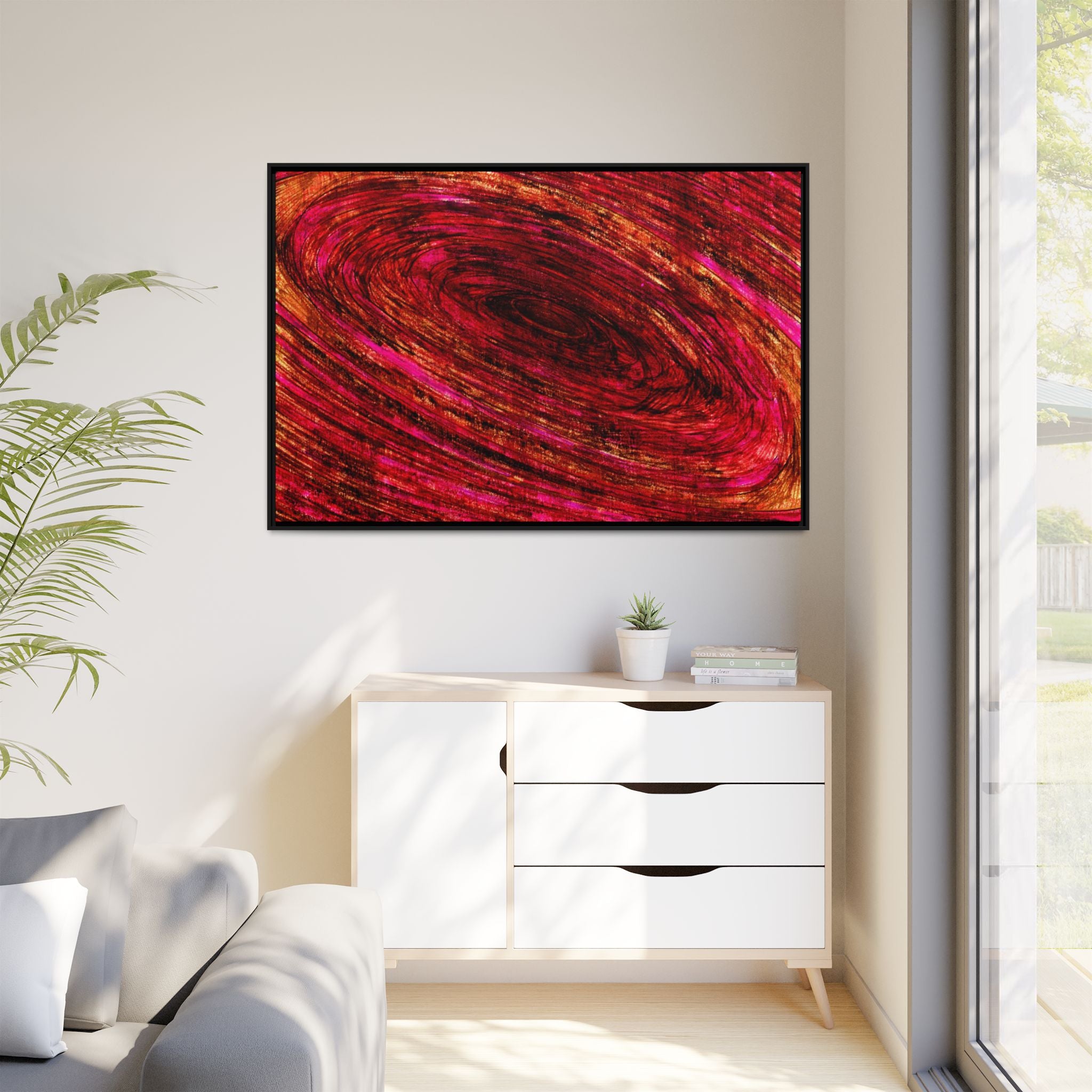 The Pull into The Still - Framed Canvas Print