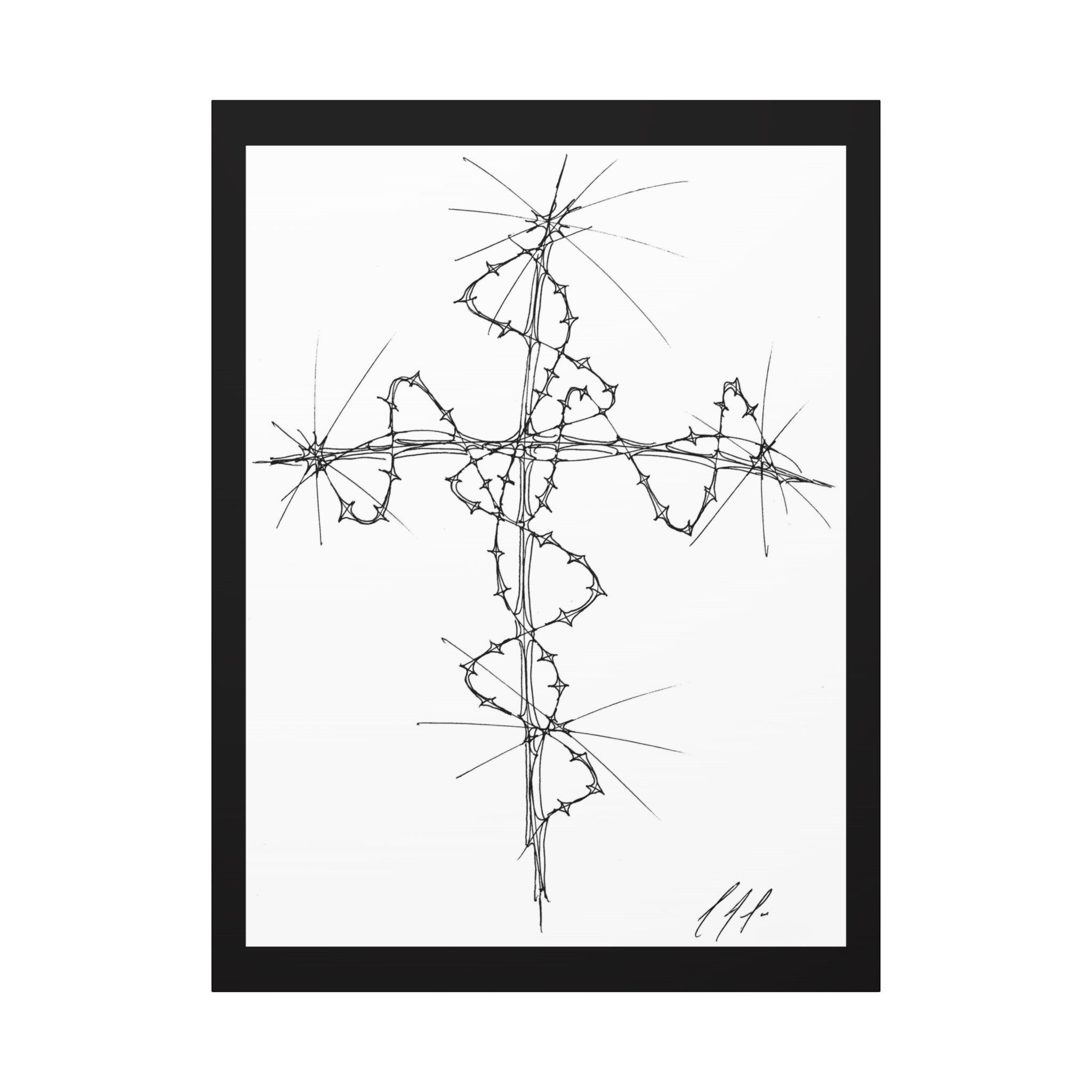 Barbed Wire Cross Canvas Print — Gothic Religious Wall Art