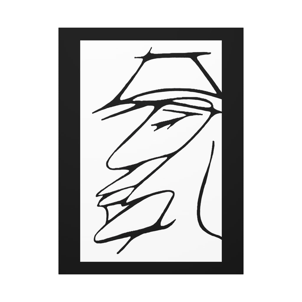 Abstract Warrior Face - Minimalist Line Art Canvas Print — Profile Face Portrait Matte Stretched