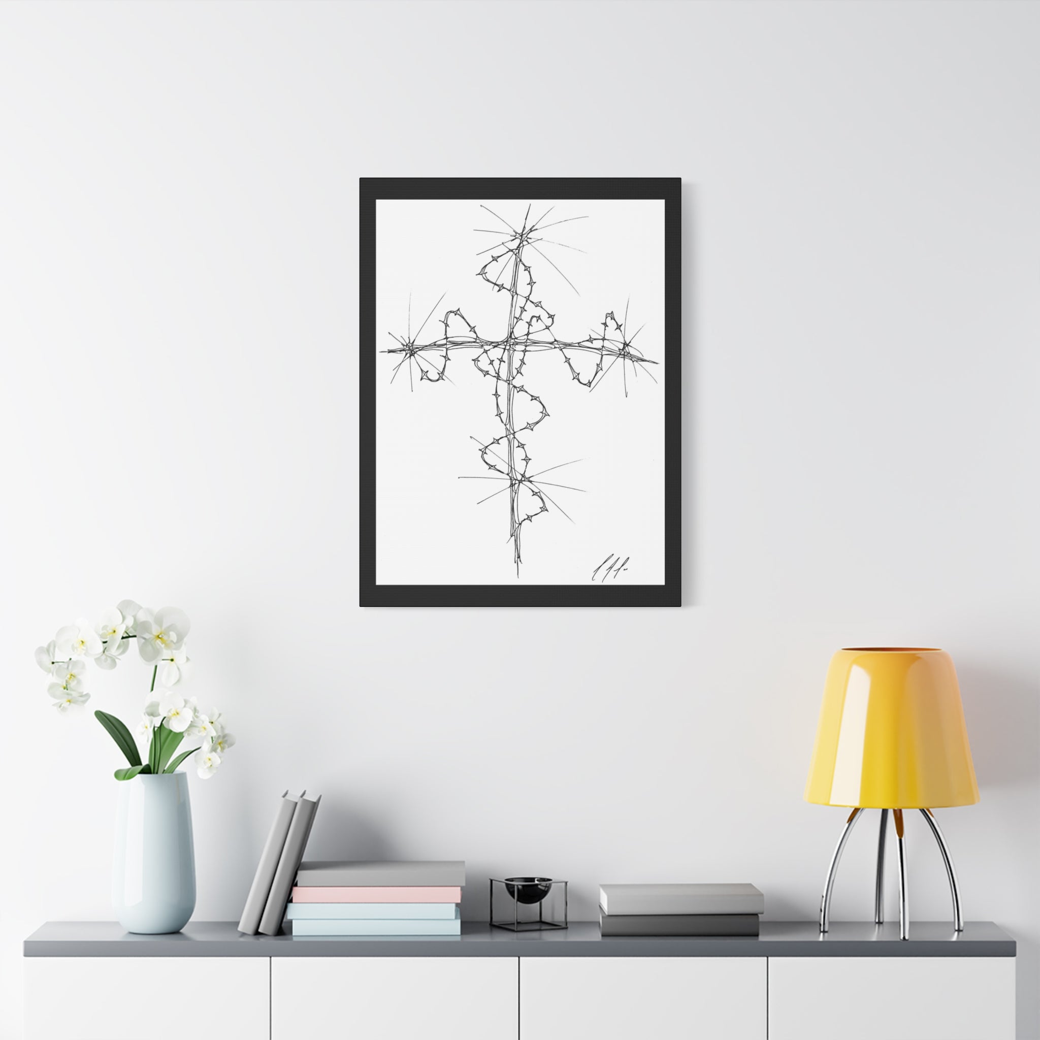 Barbed Wire Cross Canvas Print — Gothic Religious Wall Art