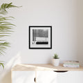 Framed Snowing in the Park - Framed Matte Canvas Print — Black & White Snow Landscape