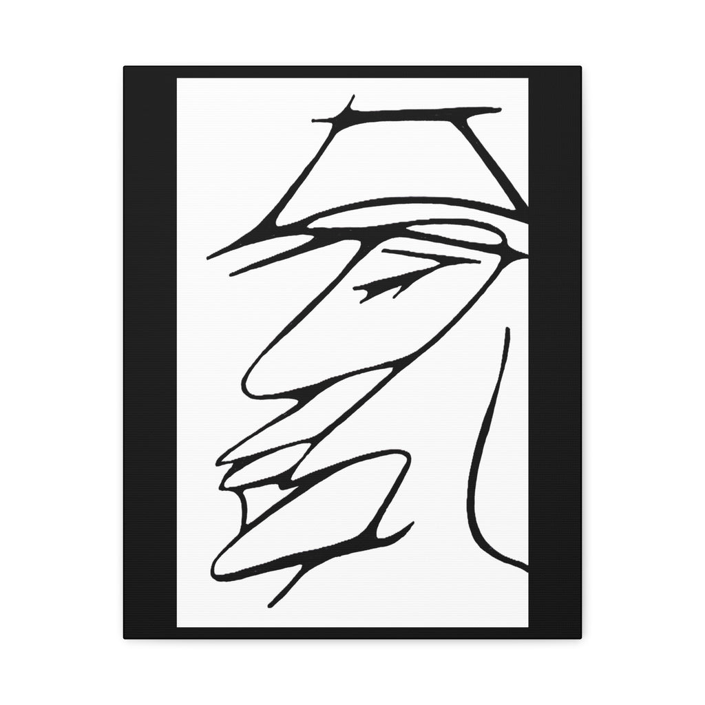 Abstract Warrior Face - Minimalist Line Art Canvas Print — Profile Face Portrait Matte Stretched