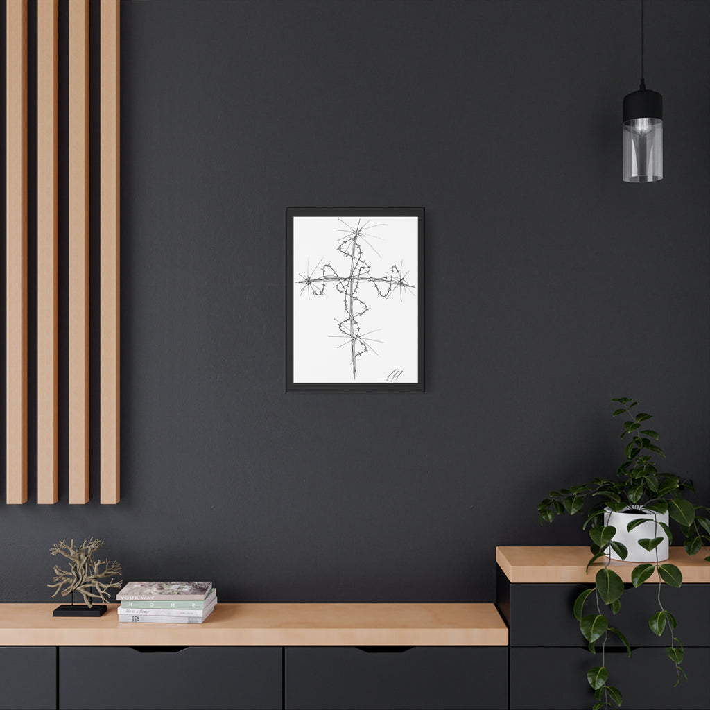 Barbed Wire Cross Canvas Print — Gothic Religious Wall Art