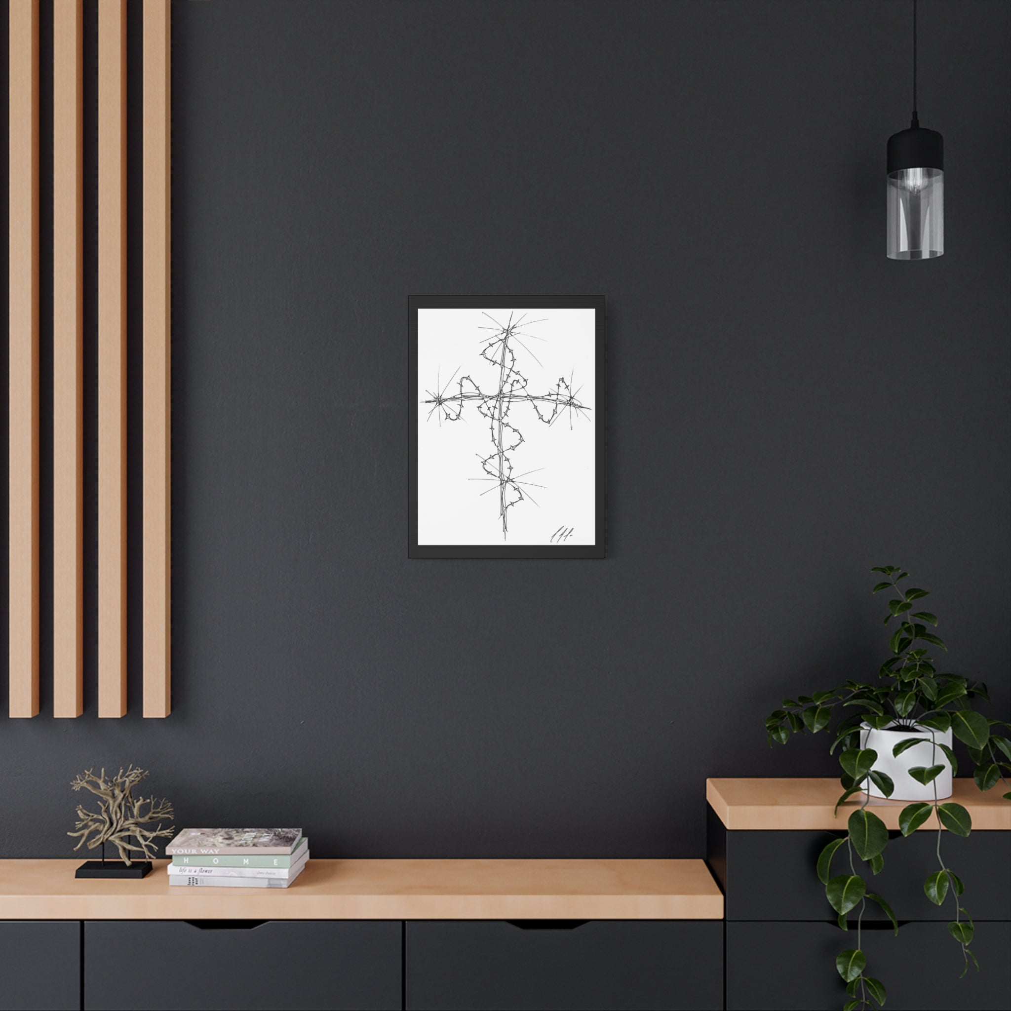 Barbed Wire Cross Canvas Print — Gothic Religious Wall Art