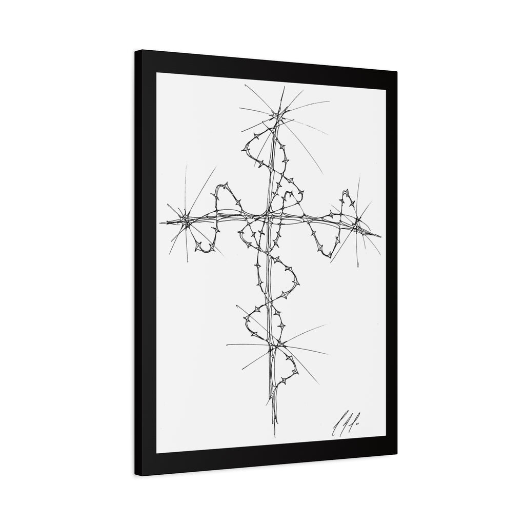 Barbed Wire Cross Canvas Print — Gothic Religious Wall Art