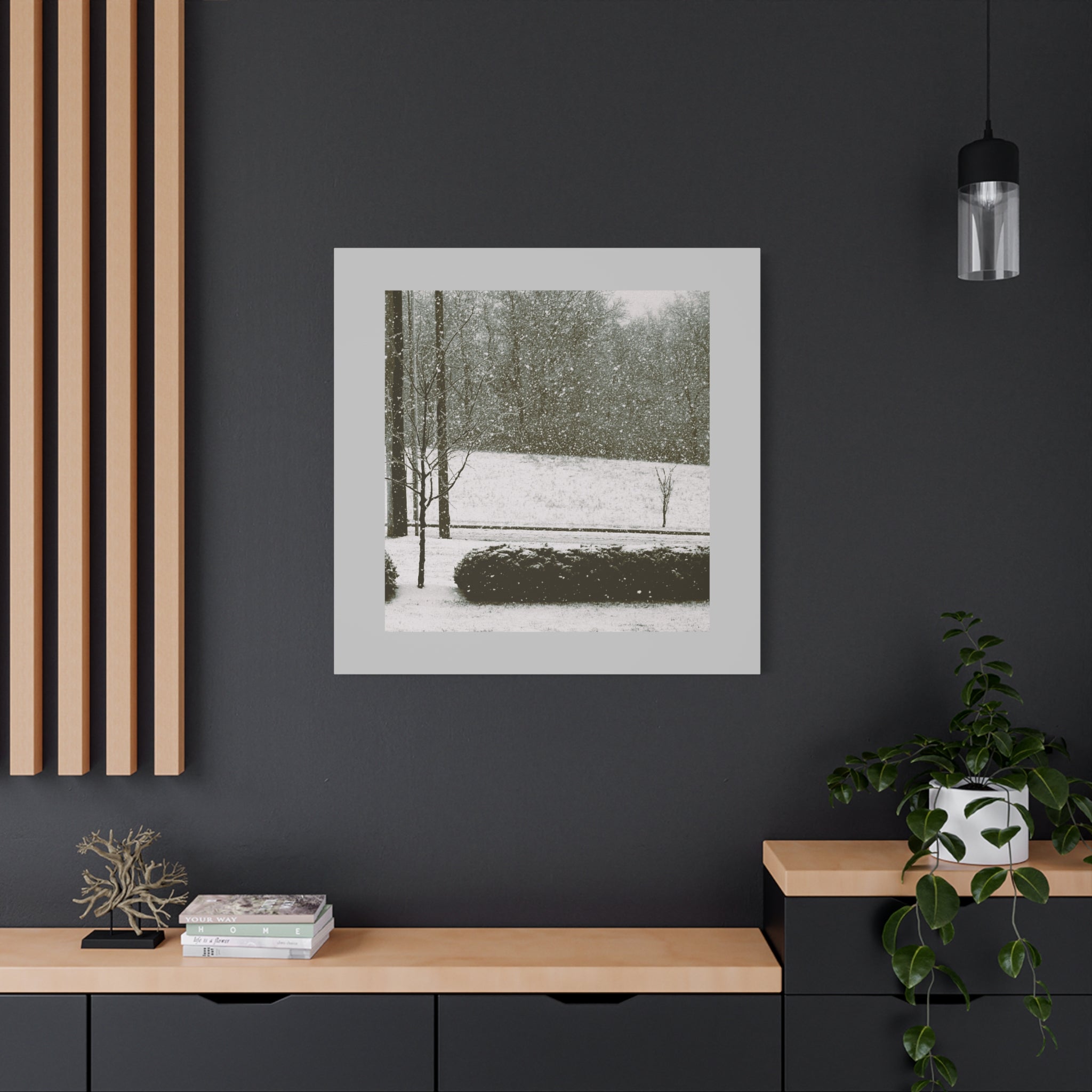 Snowing in The Park -  Landscape Matte Canvas (Stretched)