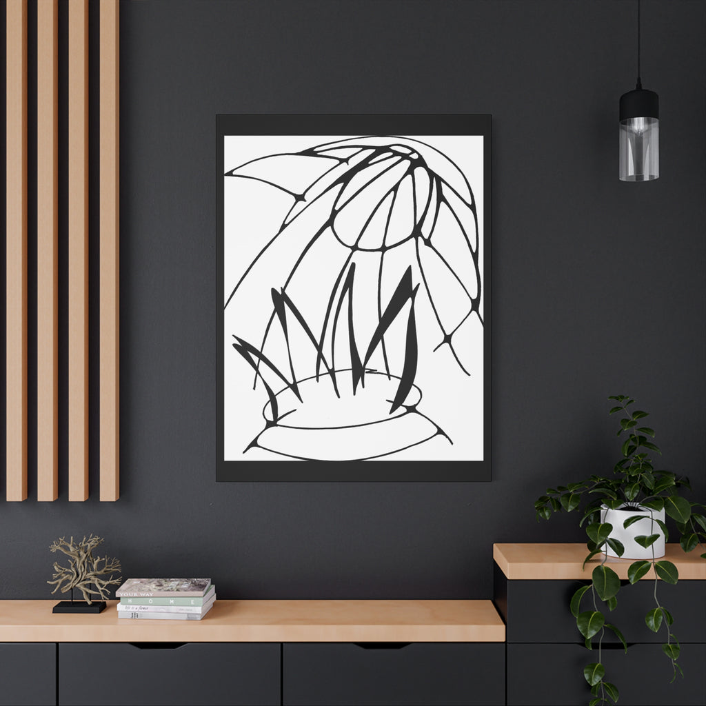 Out of The Fire - Minimalist Black Line Plant Canvas — Stretched Matte Botanical Wall Art