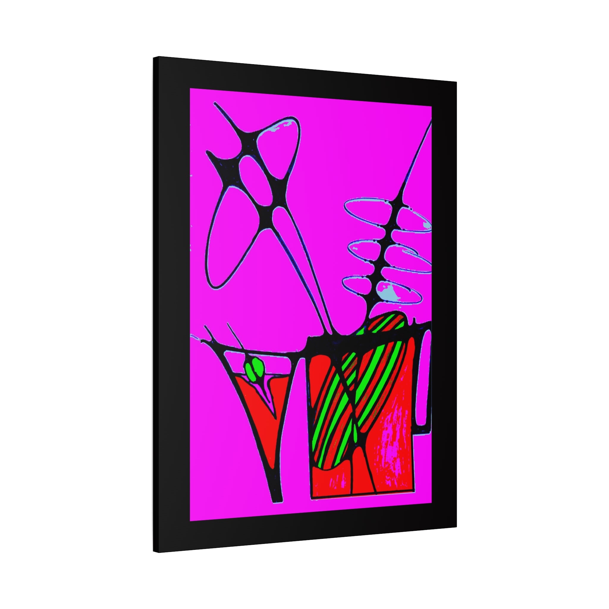 Abstract Cocktails 2 - Pop Art Canvas Print — Bright Pink Geometric Wall Art