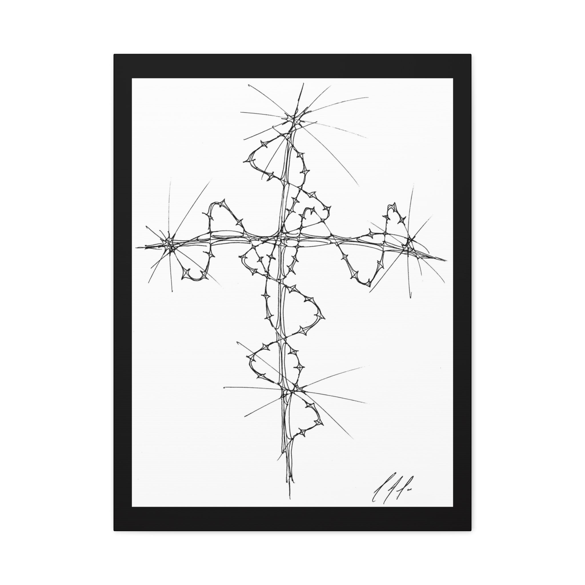 Barbed Wire Cross Canvas Print — Gothic Religious Wall Art