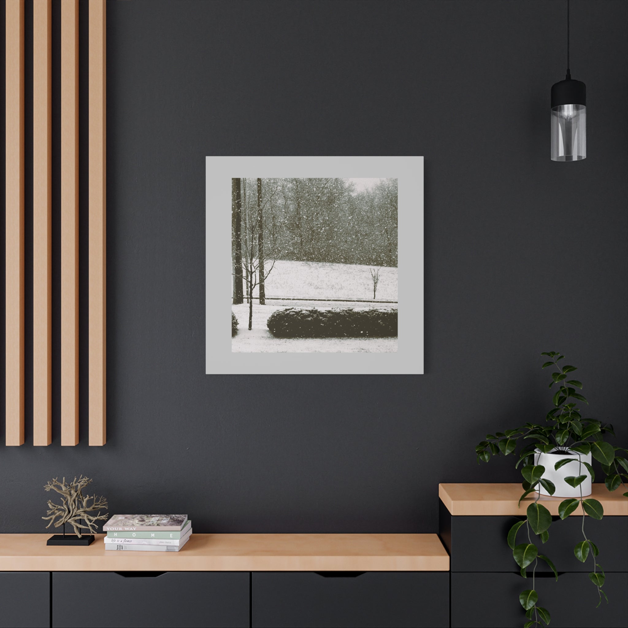 Snowing in The Park -  Landscape Matte Canvas (Stretched)