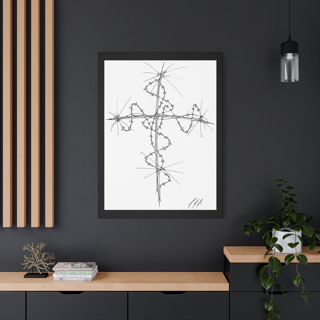 Barbed Wire Cross Canvas Print — Gothic Religious Wall Art