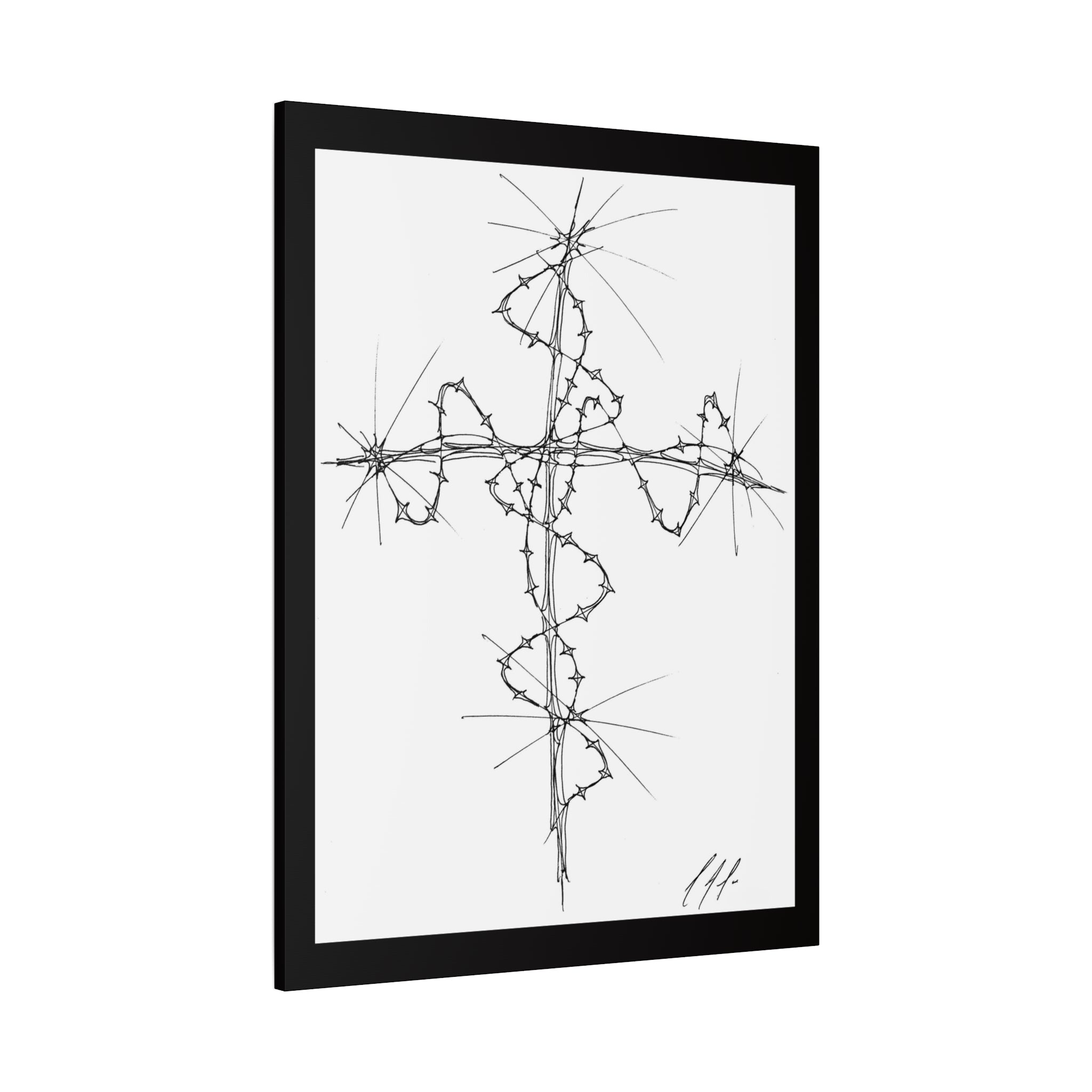 Barbed Wire Cross Canvas Print — Gothic Religious Wall Art