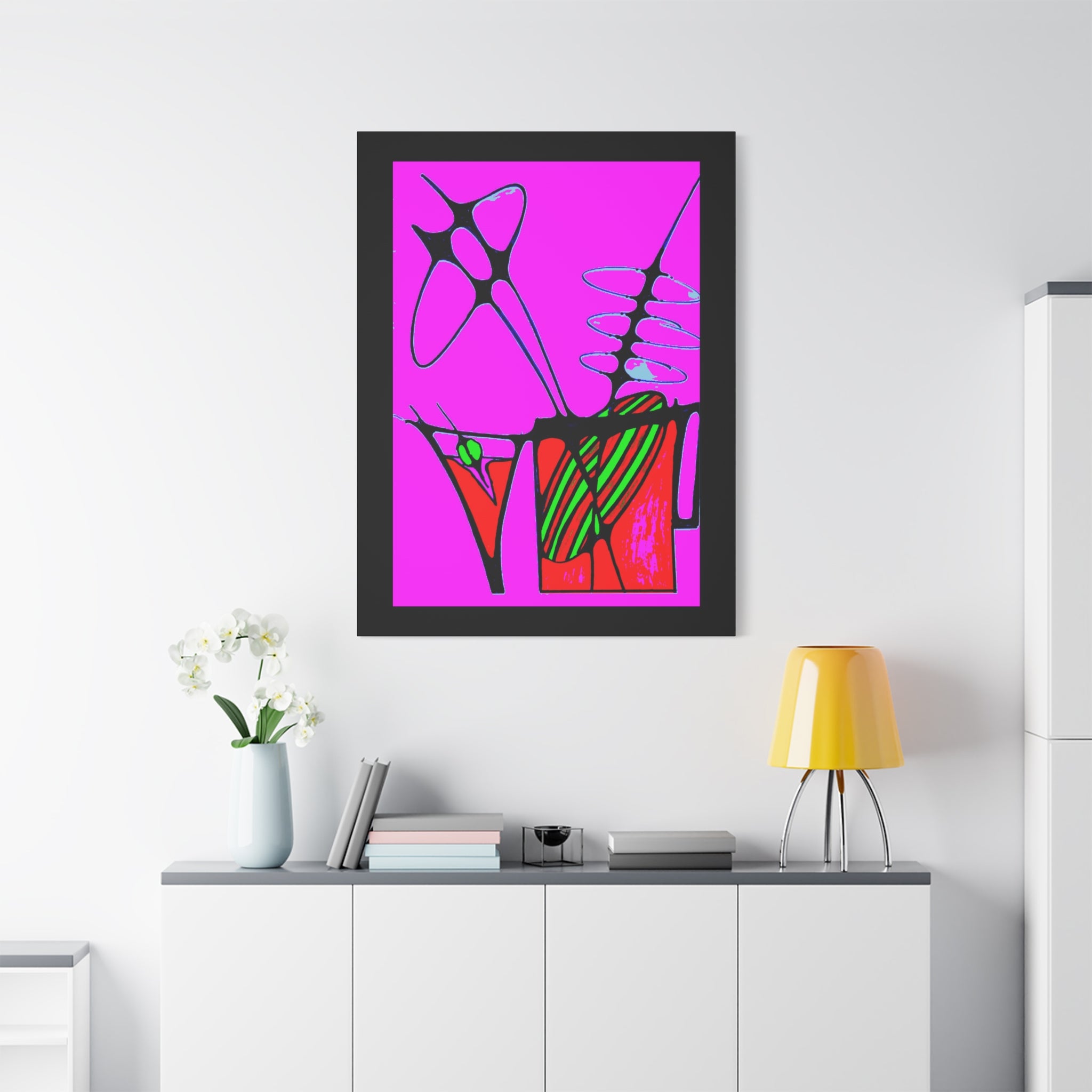 Abstract Cocktails 2 - Pop Art Canvas Print — Bright Pink Geometric Wall Art
