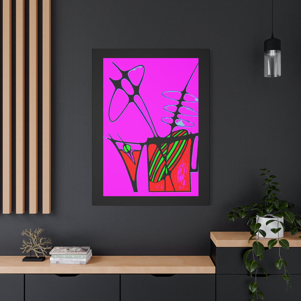 Abstract Cocktails 2 - Pop Art Canvas Print — Bright Pink Geometric Wall Art