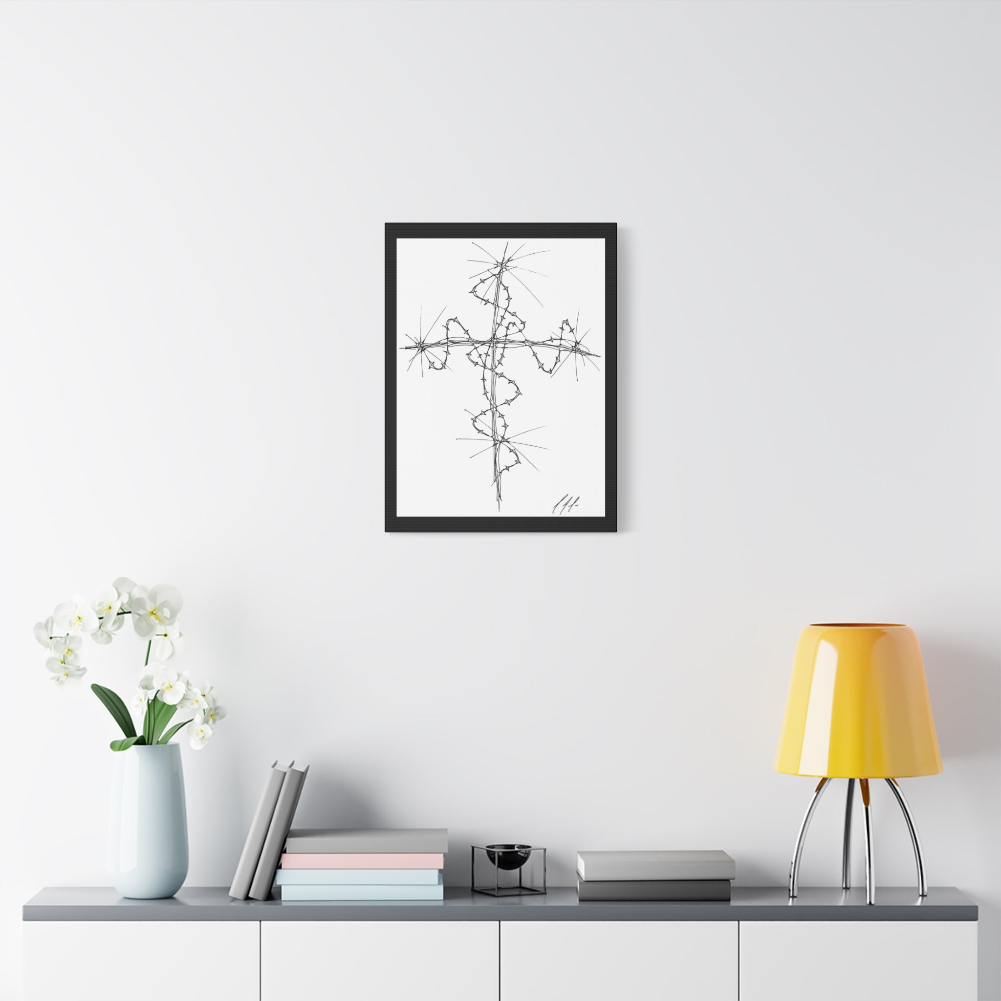 Barbed Wire Cross Canvas Print — Gothic Religious Wall Art
