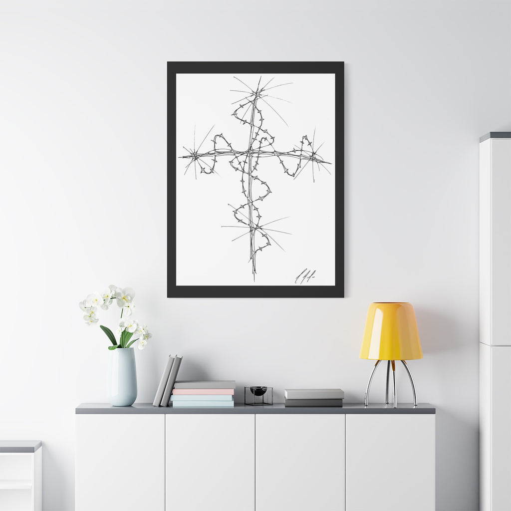 Barbed Wire Cross Canvas Print — Gothic Religious Wall Art