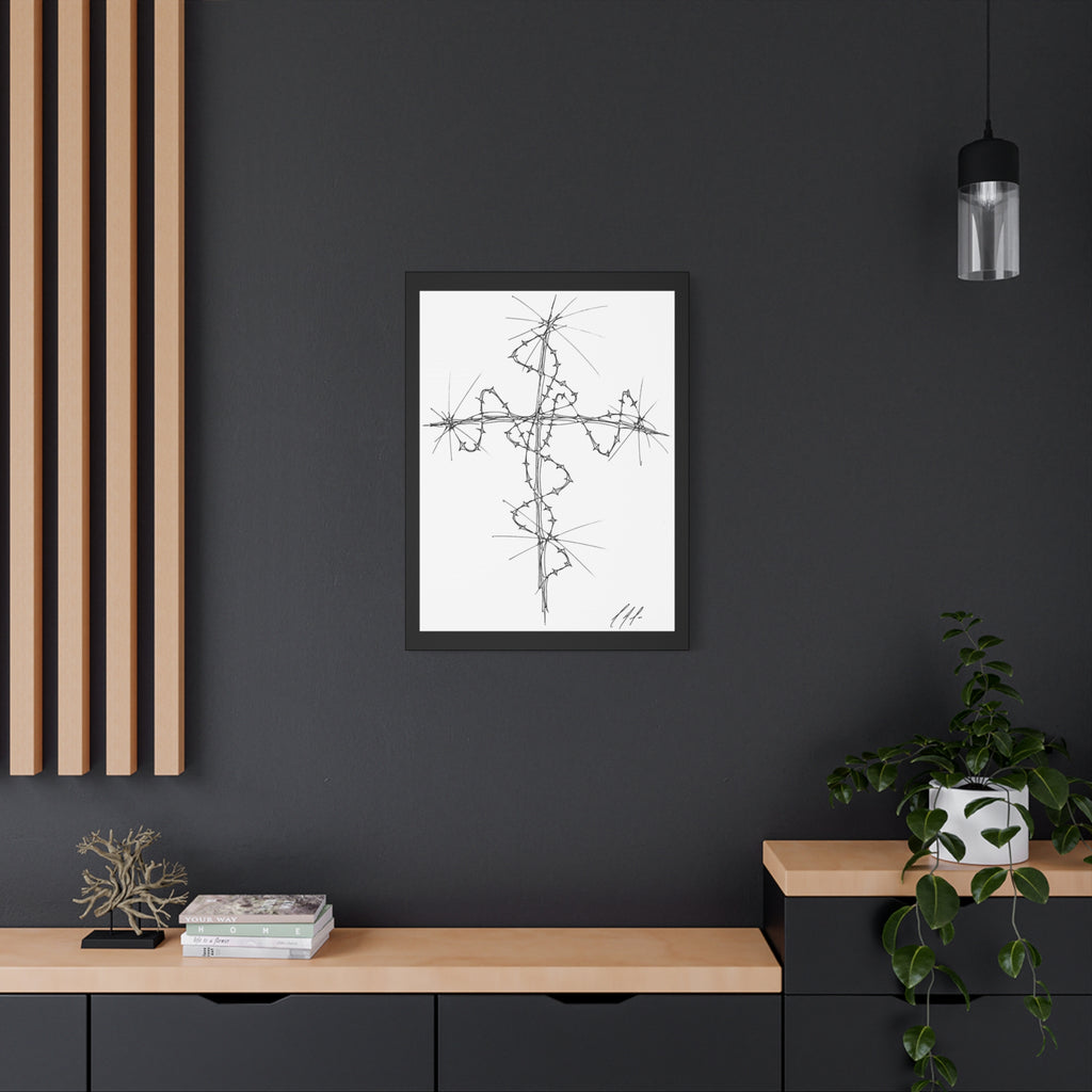 Barbed Wire Cross Canvas Print — Gothic Religious Wall Art