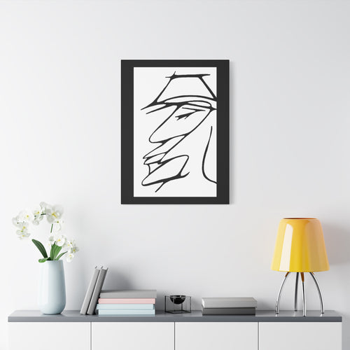 Abstract Warrior Face - Minimalist Line Art Canvas Print — Profile Face Portrait Matte Stretched