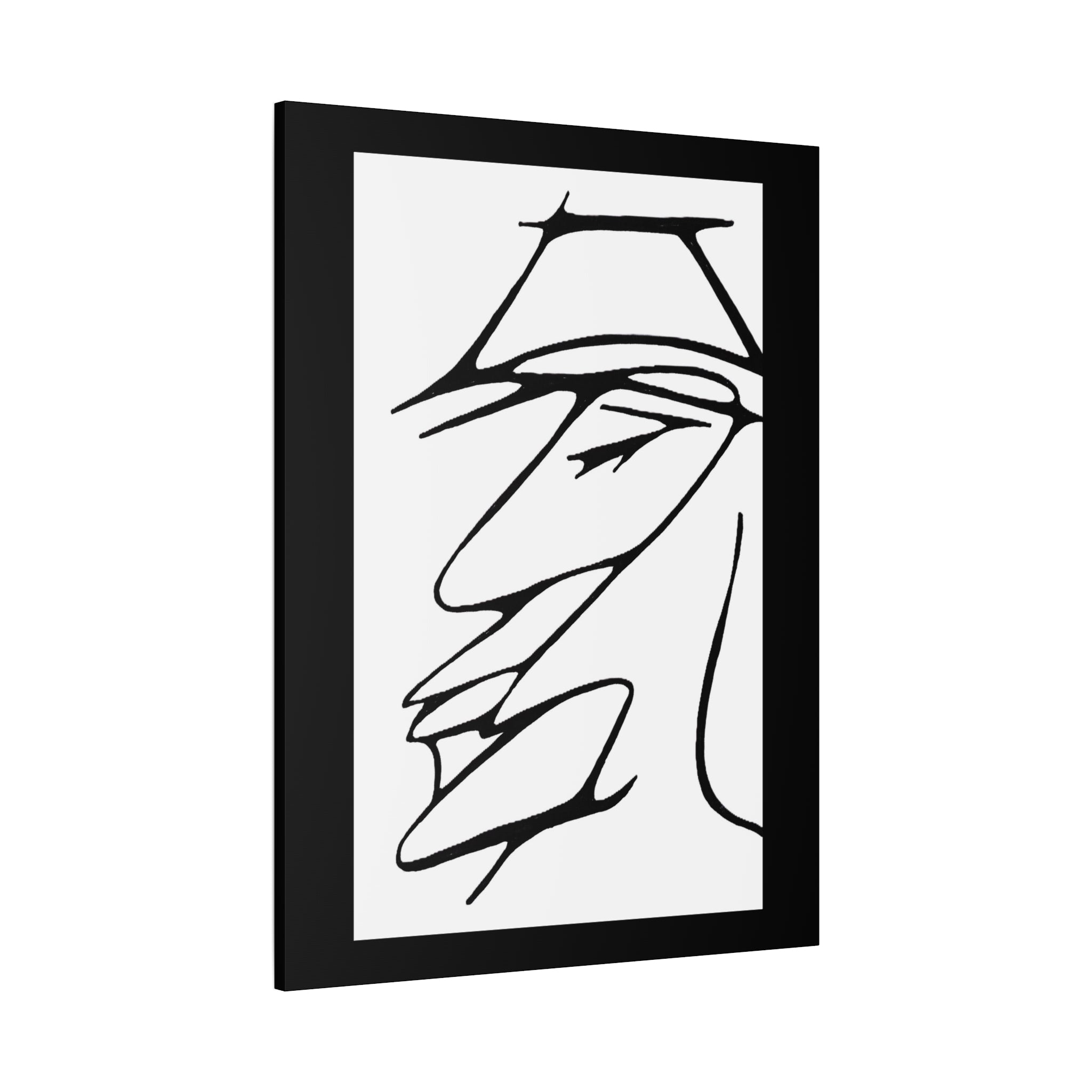 Abstract Warrior Face - Minimalist Line Art Canvas Print — Profile Face Portrait Matte Stretched