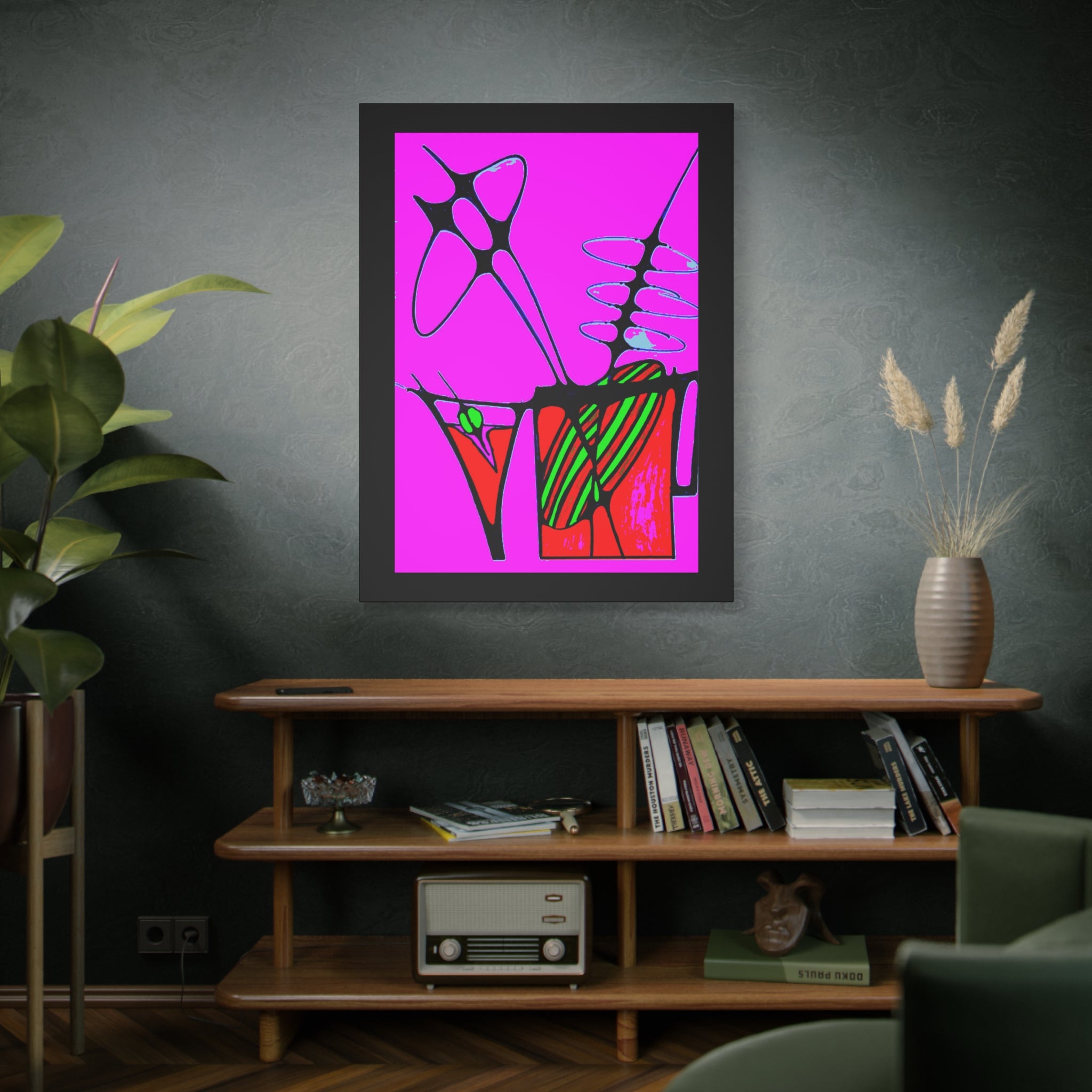 Abstract Cocktails 2 - Pop Art Canvas Print — Bright Pink Geometric Wall Art