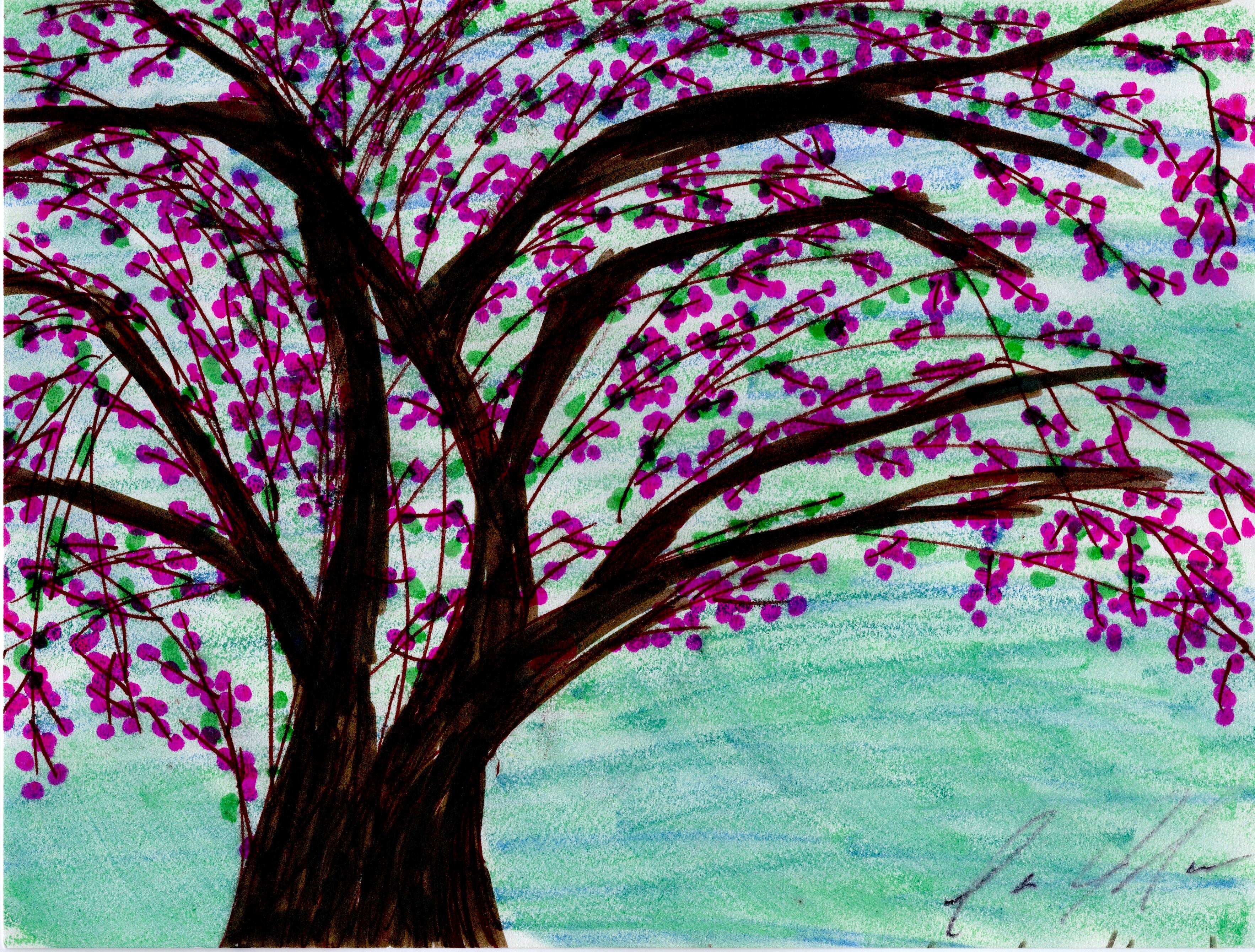 Blossom Tree Pink and Red 2 - Matte Canvas Print — Stretched Wall Art (1.25" Depth)